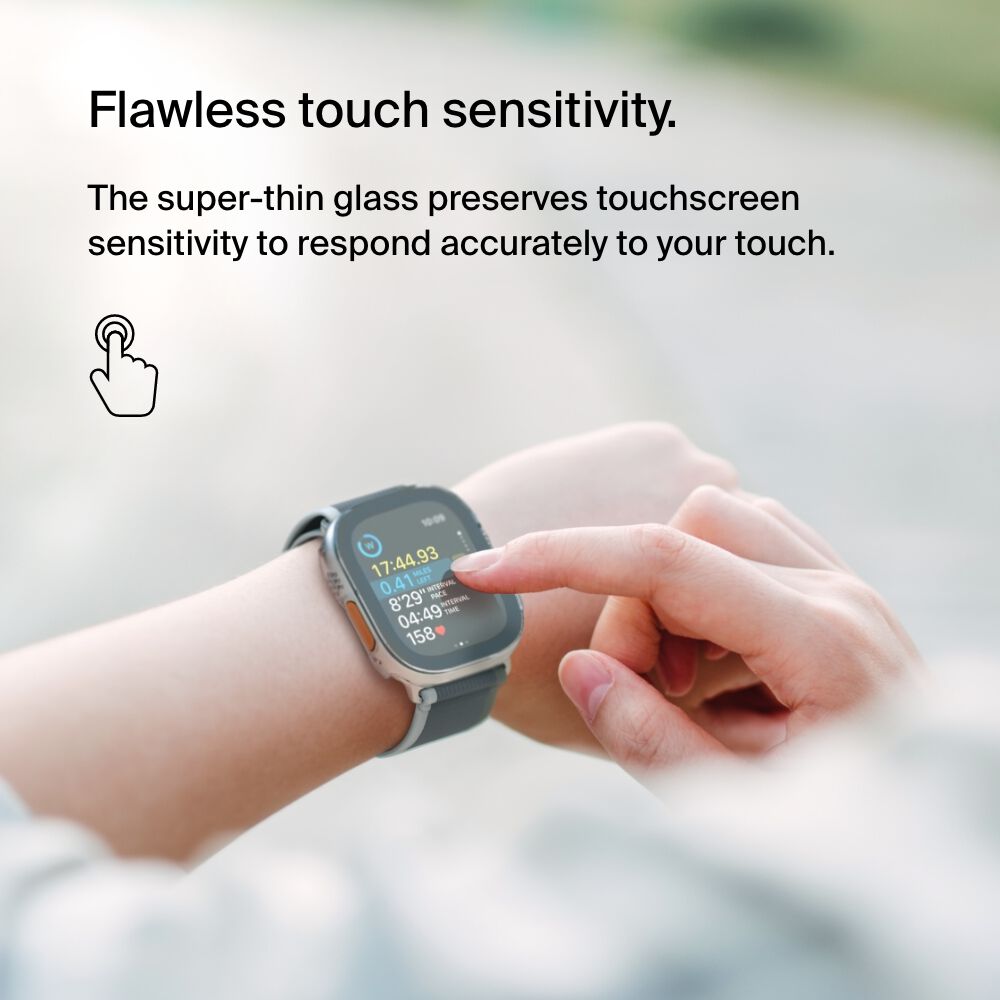 TemperedCurve 2-in-1 Treated Screen Protector + Bumper for Apple Watch Ultra/Ultra 2, Clear, hi-res